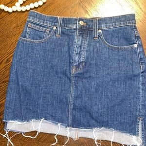 Madewell Stretch-Denim Straight Skirt Step-Hem 28